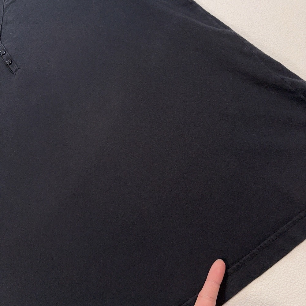 American Apparel Henley Shirt Men's XL Black 100% Combed Cotton *HOLE* - Picture 9 of 16